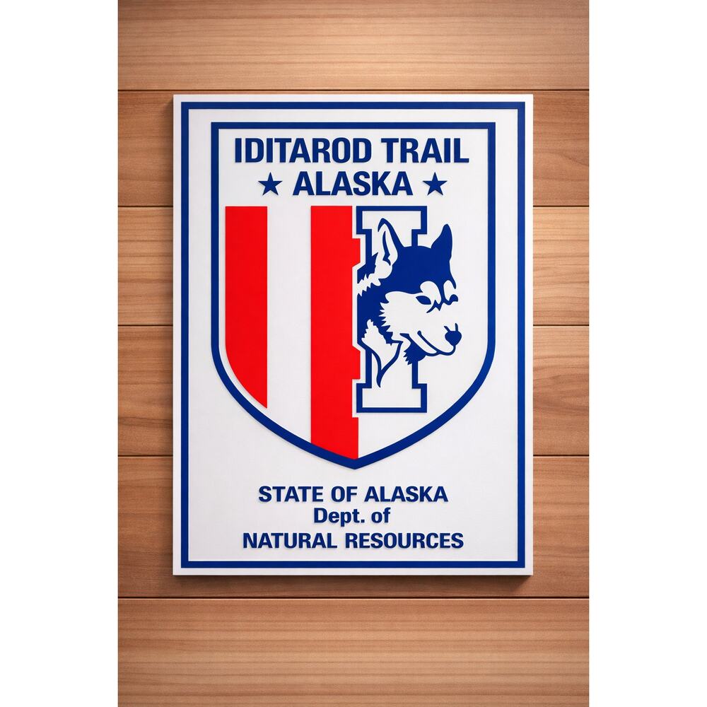 Iditarod Trail Alaska Sign DNR Department Natural Resources Marker Dog Sled Race